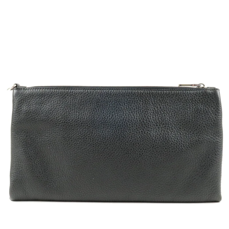 Prada bags with a front - zip pocket for small items like cards and keysPrada bags with a front - zip pocket for small items like cards and keysPRADA Logo Leather Clutch Bag NERO Black BP0866