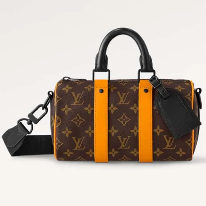 Women Gucci bags with a chain - link trim and a leather bodyLouis Vuitton LV Unisex Keepall Bandoulière 25 Radiant Sun Monogram Macassar Coated Canvas