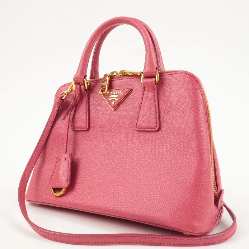 Prada bags with a front - zip pocket for small items like cards and keysPrada bags with a front - zip pocket for small items like cards and keysPRADA Logo Leather 2Way Hand Bag Shoulder Bag Pink BL0838