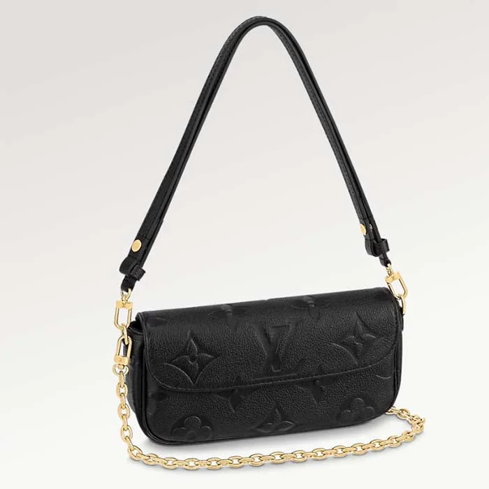 Ladies Gucci shoulder bags with a tassel decorationLouis Vuitton Women LV Wallet On Chain Ivy Black Monogram Embossed Supple Grained Cowhide Leather