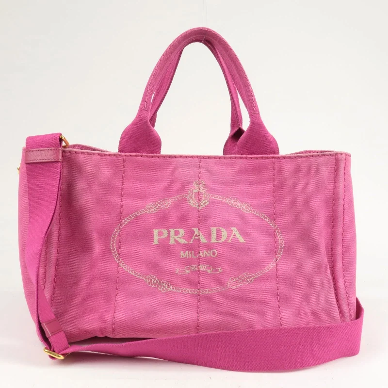 Prada tote bags with a water - resistant coating for outdoor activitiesPrada tote bags with a water - resistant coating for outdoor activitiesPRADA Canapa Canvas 2 Way Shoulder Bag Hand Bag Pink 1BG642