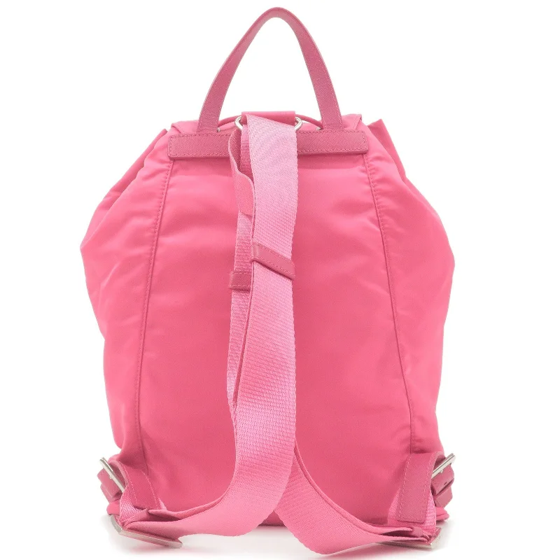 Prada handbags with a patent - leather finish for a shiny and sophisticated appearancePrada handbags with a patent - leather finish for a shiny and sophisticated appearancePRADA Logo Nylon Leather Ruck Sack Back Pack Bag Pink BZ0032