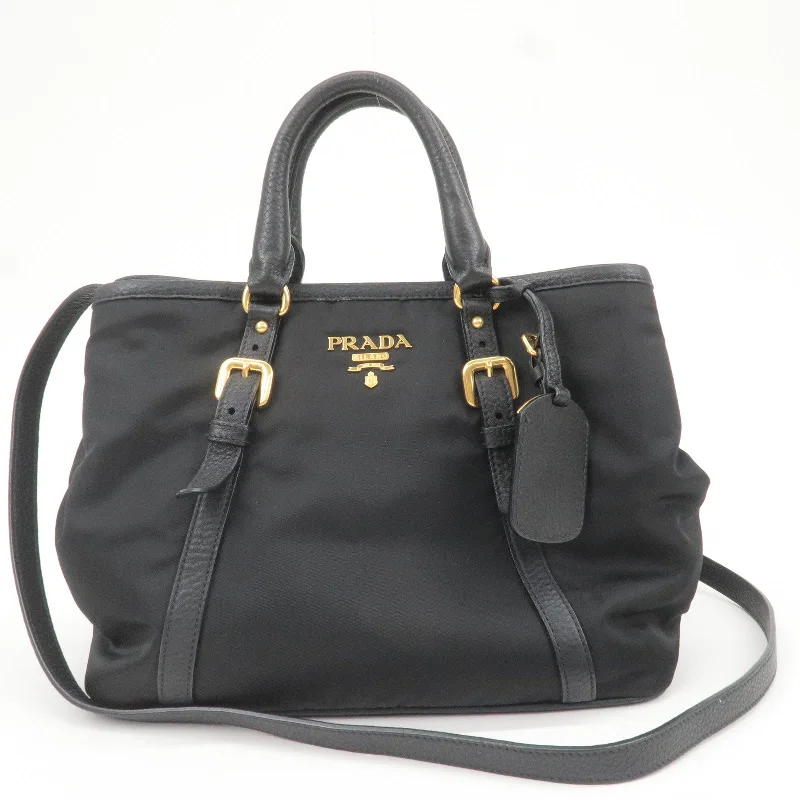 Prada handbags with a beaded trim for a touch of glamour and elegancePrada handbags with a beaded trim for a touch of glamour and elegancePRADA Nylon Leather 2Way Bag Tote Bag Hand Bag Black