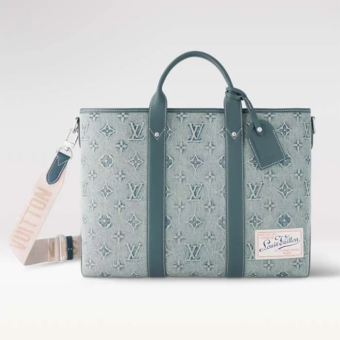 Ladies Gucci Dionysus bags with a star - shaped charmLouis Vuitton Unisex Weekend Tote NM Monogram Washed Denim Coated Canvas Cowhide Leather