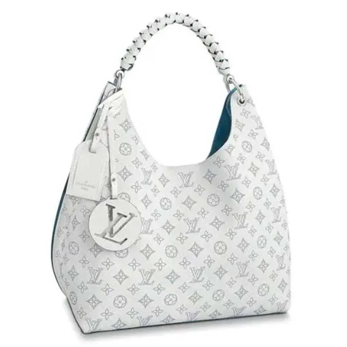 Gucci handbags for women with a back - zip pocketLouis Vuitton LV Women Carmel Hobo Bag White Mahina Perforated Calfskin Leather