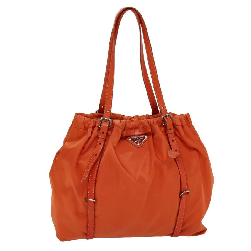 Prada tote bags with a double - handle and shoulder - strap option for easy usePrada tote bags with a double - handle and shoulder - strap option for easy usePRADA Tote Bag Nylon Orange Auth 75692