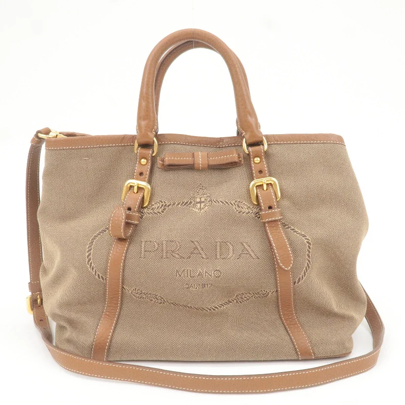 Ladies Prada shoulder bags with a tassel - adorned zipper for added charmLadies Prada shoulder bags with a tassel - adorned zipper for added charmPRADA Logo Jacquard Leather 2Way Bag Brown Beige BN1841