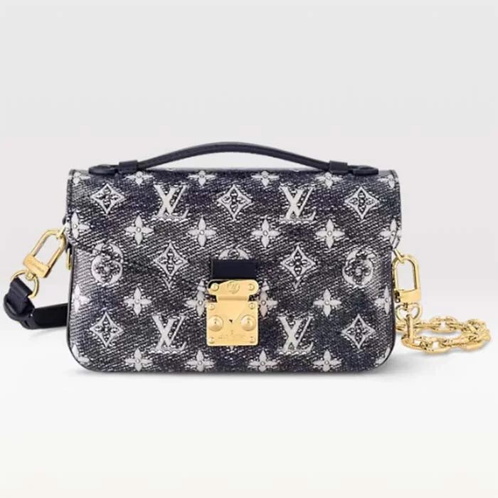 Women Gucci crossbody bags with a keychain holderLouis Vuitton Women LV Pochette Métis East West Handbag Blue Monoglam Coated Canvas