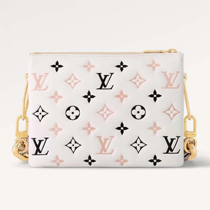 Women Gucci bags with a chain - link trim and a leather bodyLouis Vuitton LV Women Coussin BB Handbag Tricolor Bag Beige Lambskin