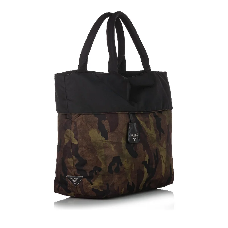 Prada handbags with a metal - framed clasp for durability and stylePrada handbags with a metal - framed clasp for durability and stylePrada Reversible Tessuto Camouflage Tote Bag 31514