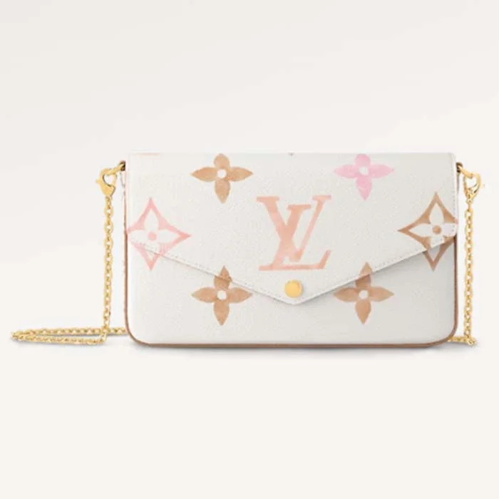 Women Gucci bags with a front - flap pocket for quick - access itemsLouis Vuitton LV Women Félicie Pochette Beige Monogram Coated Canvas Microfiber Lining