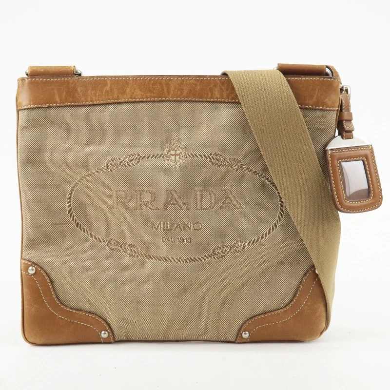 Prada bags with a detachable mobile phone holder for on - the - go conveniencePrada bags with a detachable mobile phone holder for on - the - go conveniencePRADA Logo Jacquard Leather Shoulder Bag Beige Brown BT0537