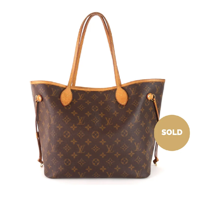 Women Gucci bags with a chain - link trim and a leather bodyNeverfull MM Monogram Canvas Tote Bag