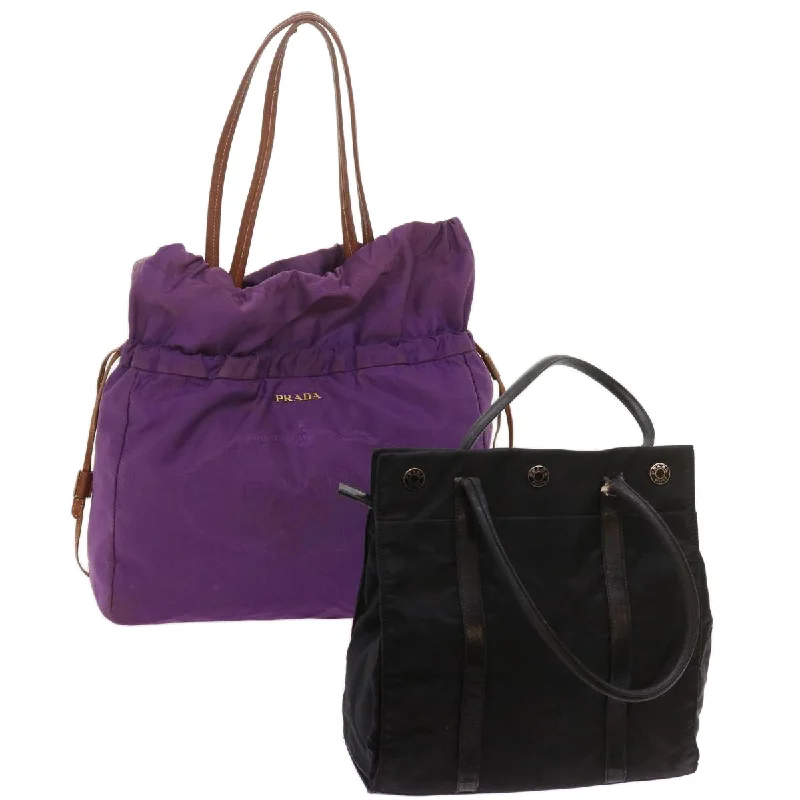 Prada tote bags with a double - handle and shoulder - strap option for easy usePrada tote bags with a double - handle and shoulder - strap option for easy usePRADA Tote Bag Nylon 2Set Purple Black Auth bs12552