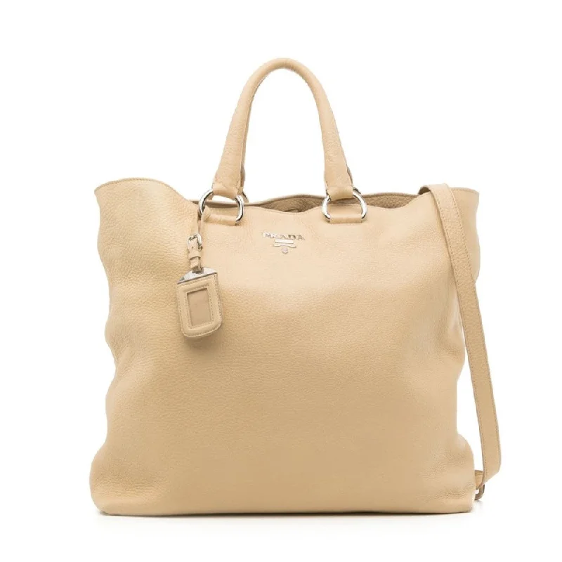 Ladies Prada shoulder bags with a wide - width strap for enhanced comfortLadies Prada shoulder bags with a wide - width strap for enhanced comfortPRADA Vitello Daino Leather Tote Bag