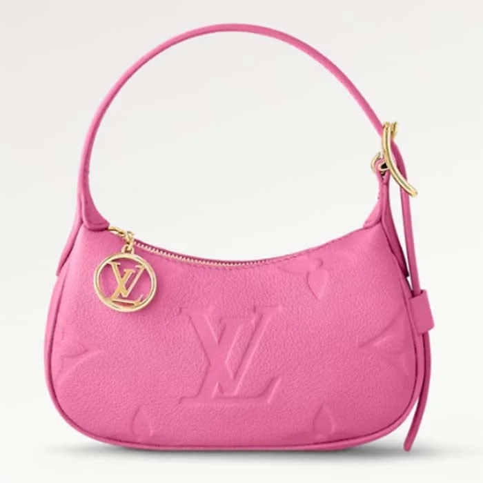 Women Gucci Sylvie bags featuring the signature web stripeLouis Vuitton LV Women Mini Moon Pink Monogram Empreinte Embossed Supple Grained Cowhide Leather