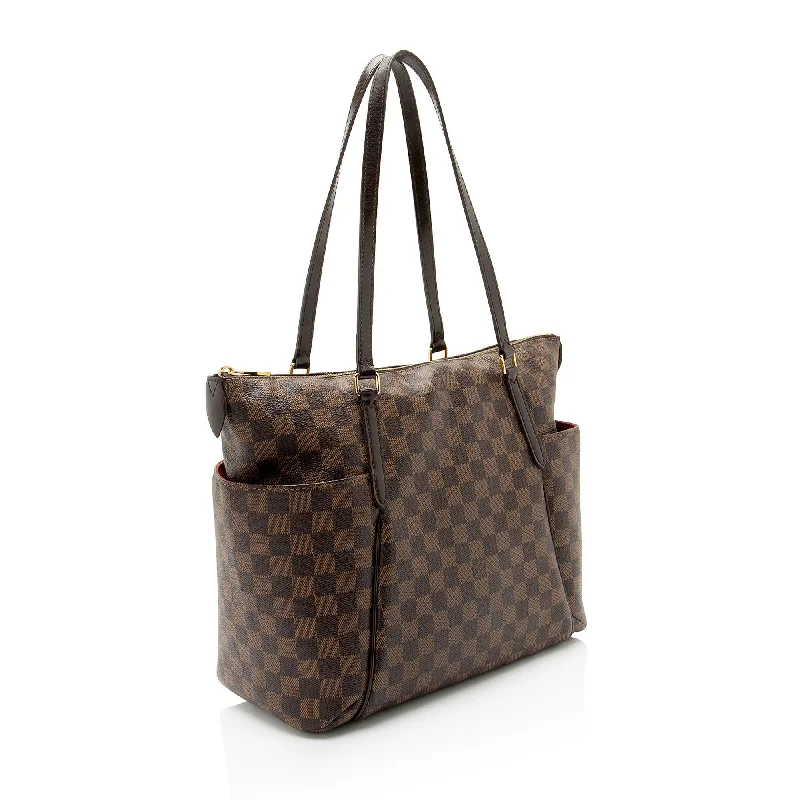 Women Gucci bags with a chain - link trim and a leather bodyLouis Vuitton Damier Ebene Totally MM Tote (8799BZ)