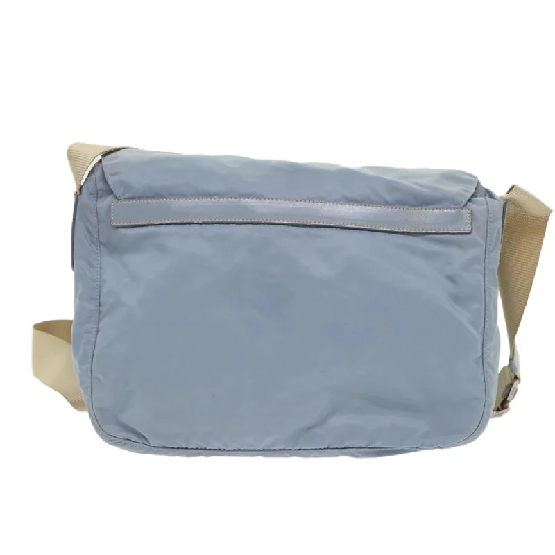 Prada bags with a chain - link trim and a leather body for a modern and stylish edgePrada bags with a chain - link trim and a leather body for a modern and stylish edgePrada Shoulder Bag Nylon Light Blue  ar9923