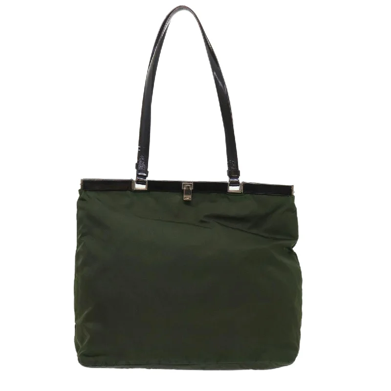 Prada handbags with a metal - framed clasp for durability and stylePrada handbags with a metal - framed clasp for durability and stylePrada Shoulder Bag Nylon Leather Green  bs6634