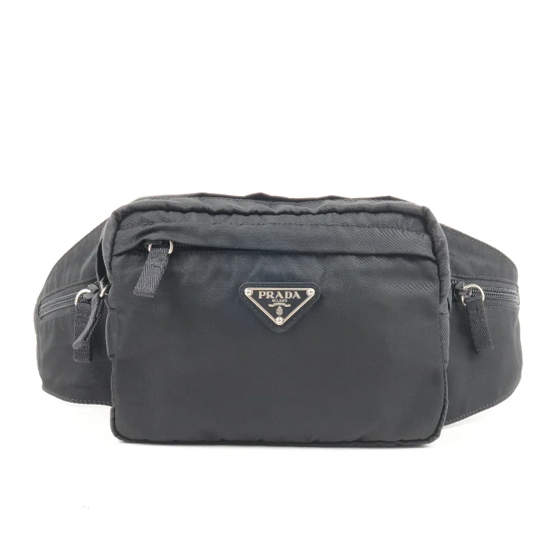 Medium - sized Prada tote bags in classic black for everyday versatilityMedium - sized Prada tote bags in classic black for everyday versatilityPRADA Logo Nylon Leather Waist Bag Fanny Pack Black V210