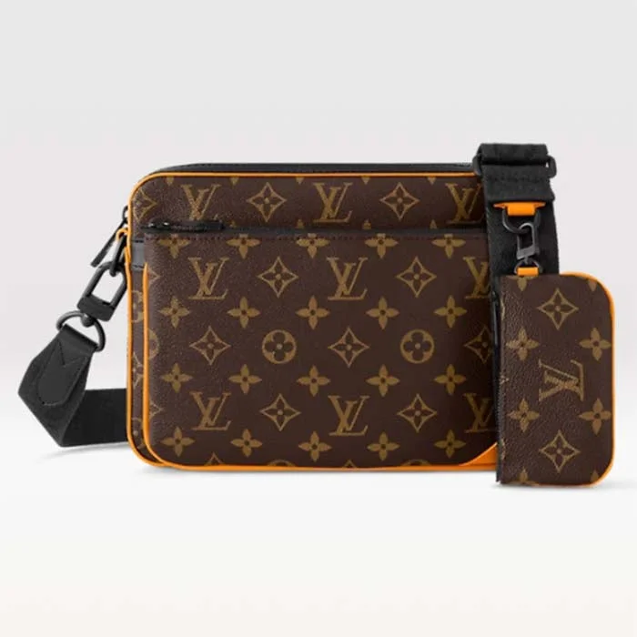 Ladies Gucci handbags with a detachable coin purse insideLouis Vuitton LV Unisex Trio Messenger Radiant Sun Monogram Macassar Coated Canvas