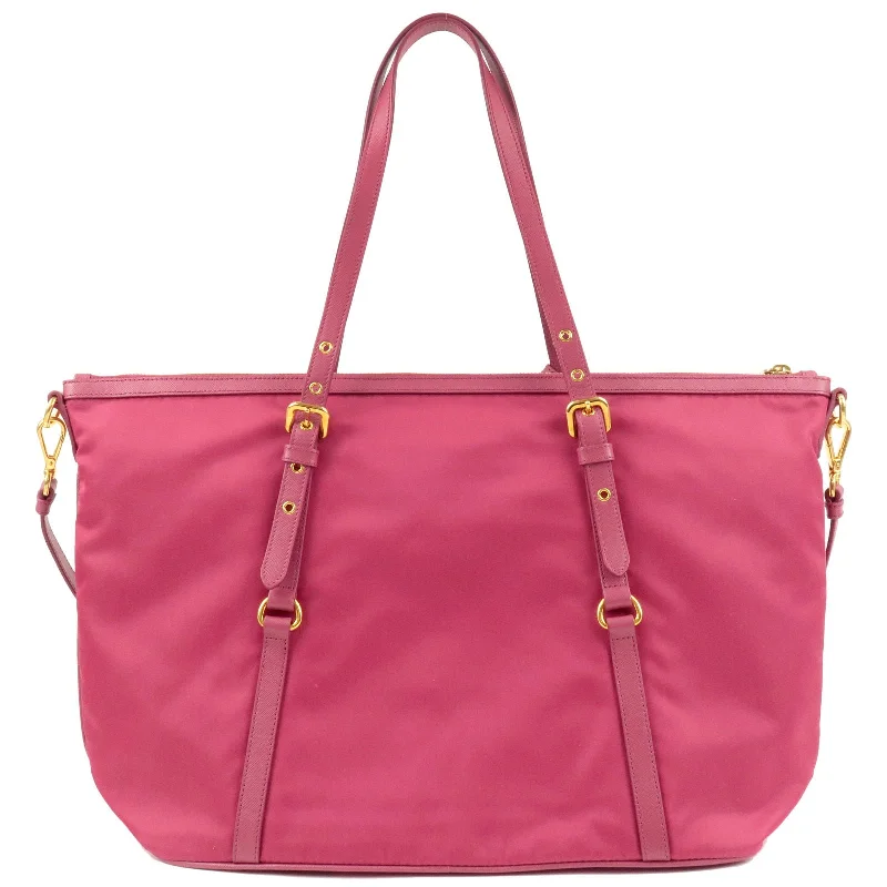 Prada handbags with a patent - leather finish for a shiny and sophisticated appearancePrada handbags with a patent - leather finish for a shiny and sophisticated appearancePRADA Logo Nylon Leather 2Way Bag Tote Bag Pink BR4253