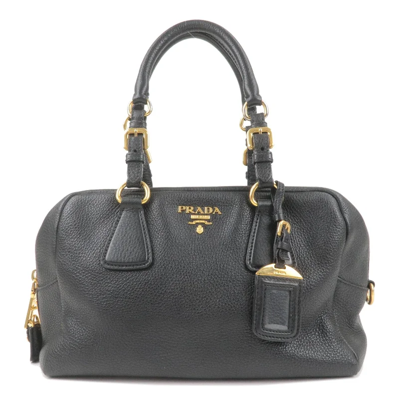 Ladies Prada Galleria bags with a textured leather surface for a more tactile lookLadies Prada Galleria bags with a textured leather surface for a more tactile lookPRADA Logo Leather Mini Boston Bag Shoulder Bag Black B3091M