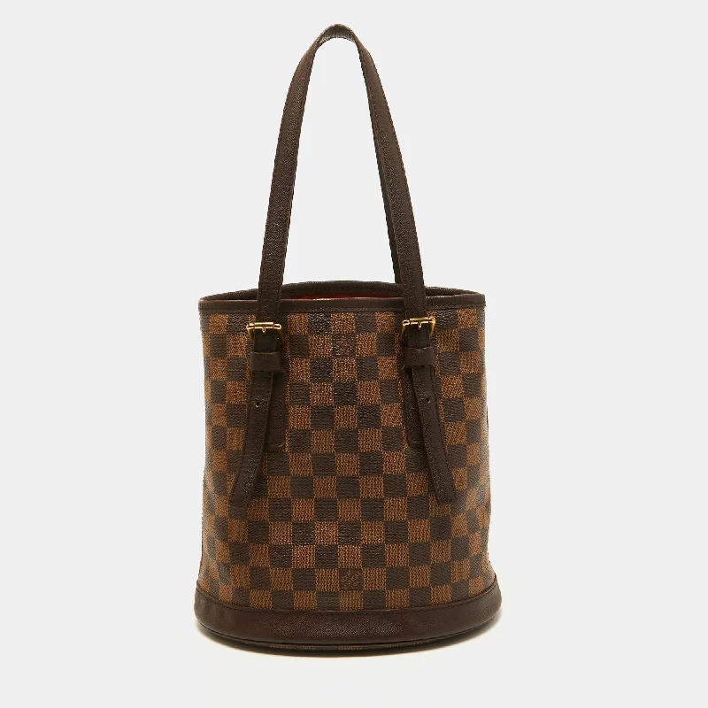 Women Gucci bags with a zippered interior pocketLouis Vuitton Damier Ebene Canvas Marais Bucket Bag