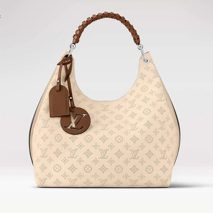 Gucci handbags for women with a beaded trimLouis Vuitton LV Women Carmel Hobo Bag Crème Beige Mahina Perforated Calf Leather