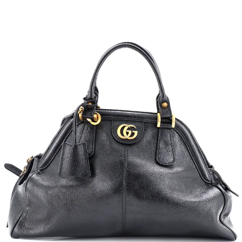 Women Gucci bags with a chain - link trim and a leather bodyRE(BELLE) Top Handle Bag Leather Medium