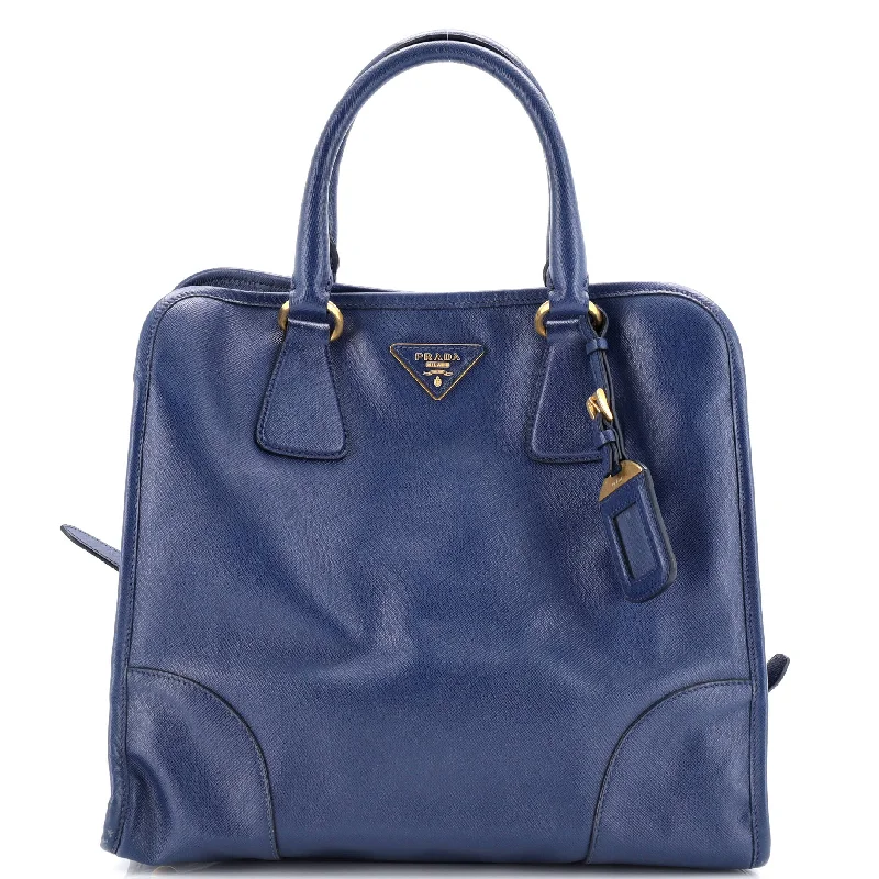 Prada bags with a front - zip pocket for small items like cards and keysConvertible Shopping Tote Saffiano Leather Large