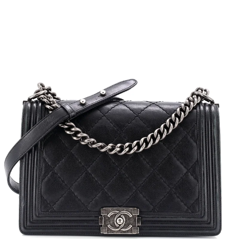 Chanel All - Match Handbag for Versatile StylingBoy Flap Bag Quilted Calfskin Old Medium