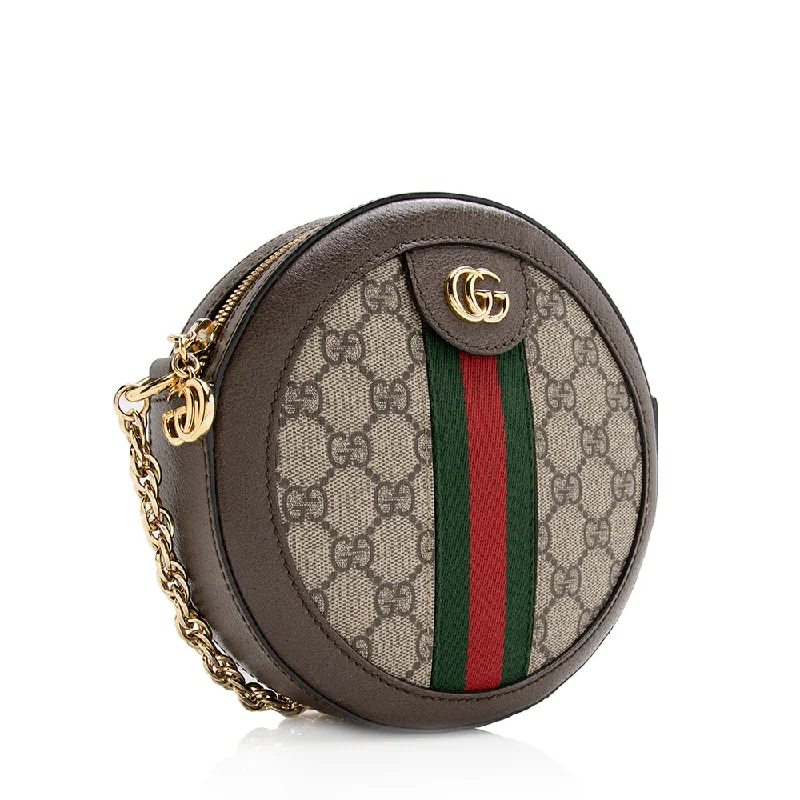 Gucci handbags for women with a back - zip pocketGucci GG Supreme Ophidia Round Mini Shoulder Bag (21170)