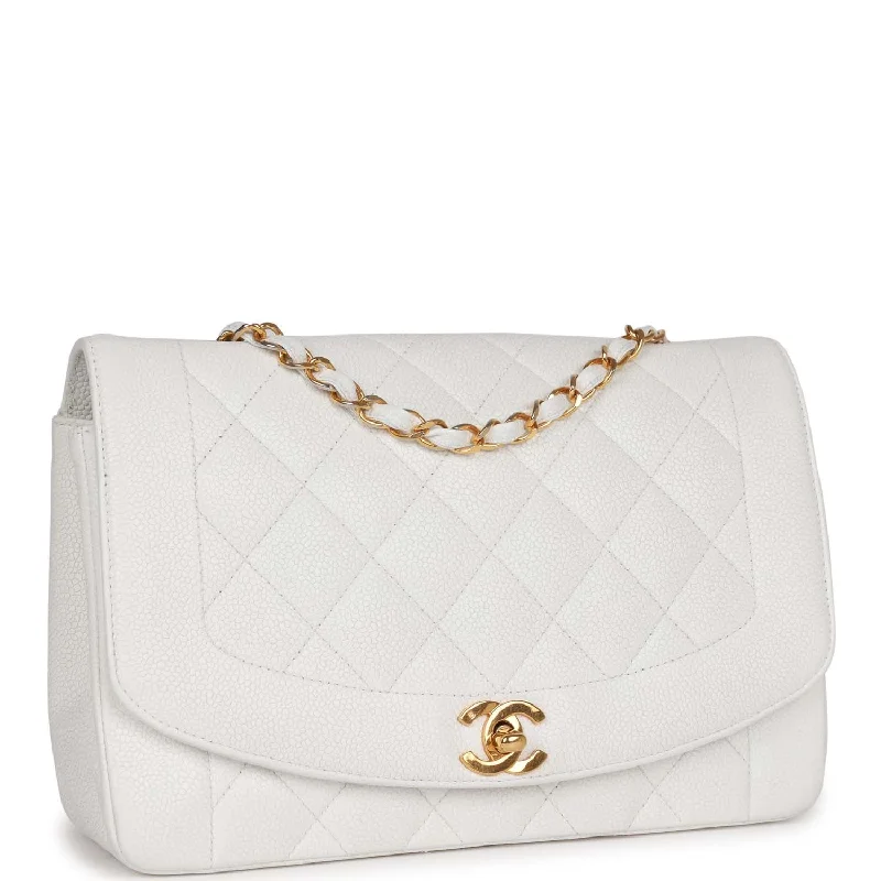 Chanel bags available at online luxury retaileChanel bags available at online luxury retaileVintage Chanel Medium Diana Flap Bag White Caviar Gold Hardware