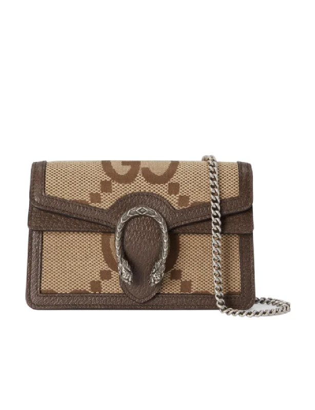 Women Gucci crossbody bags with a woven leather strapGucci Dionysus series decorated with super double G pattern super mini shoulder bag