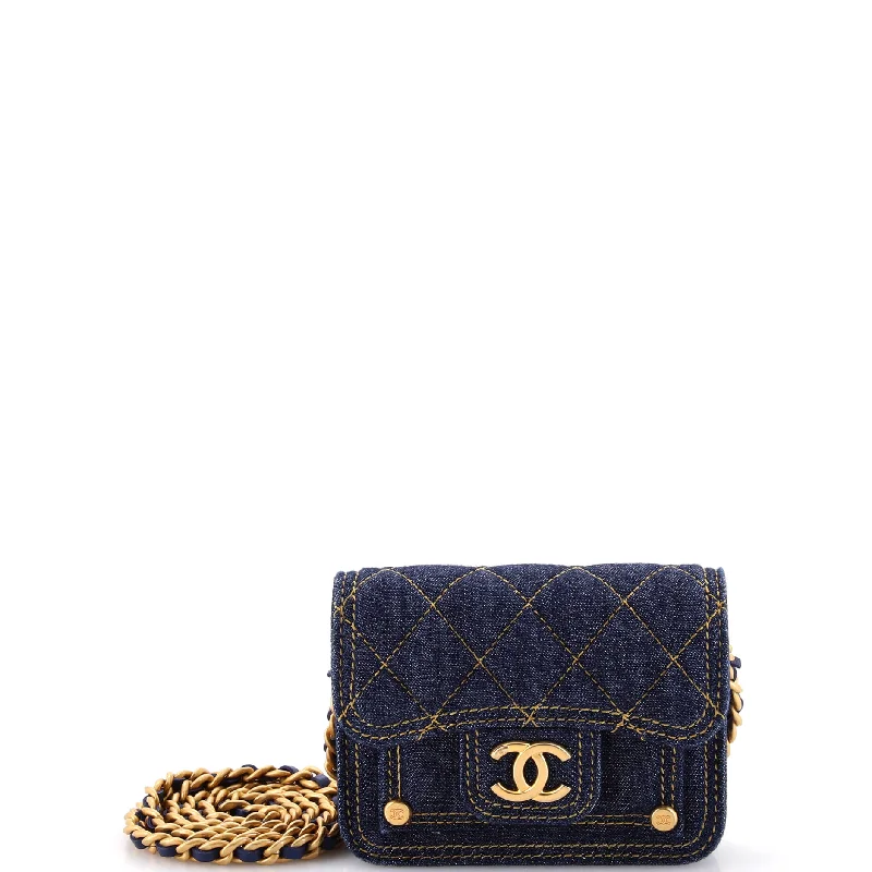 Chanel Colorful Handbag for Spring OutfitsDouble You CC Flap Clutch with Chain Quilted Denim