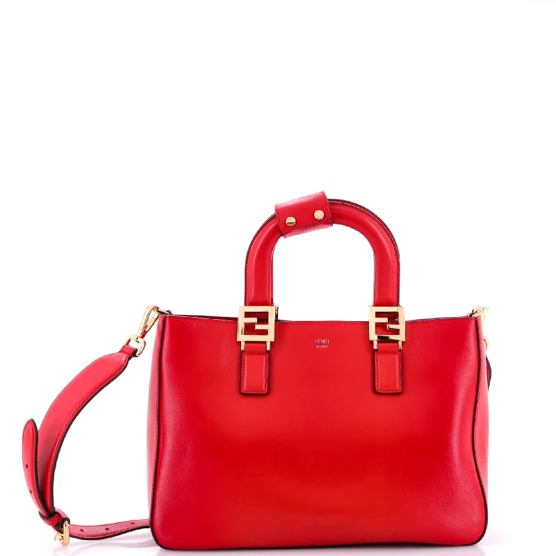 Ladies Fendi crossbody bags with a wide - width strap for enhanced comfort during long - term useFF Handle Tote Leather Small