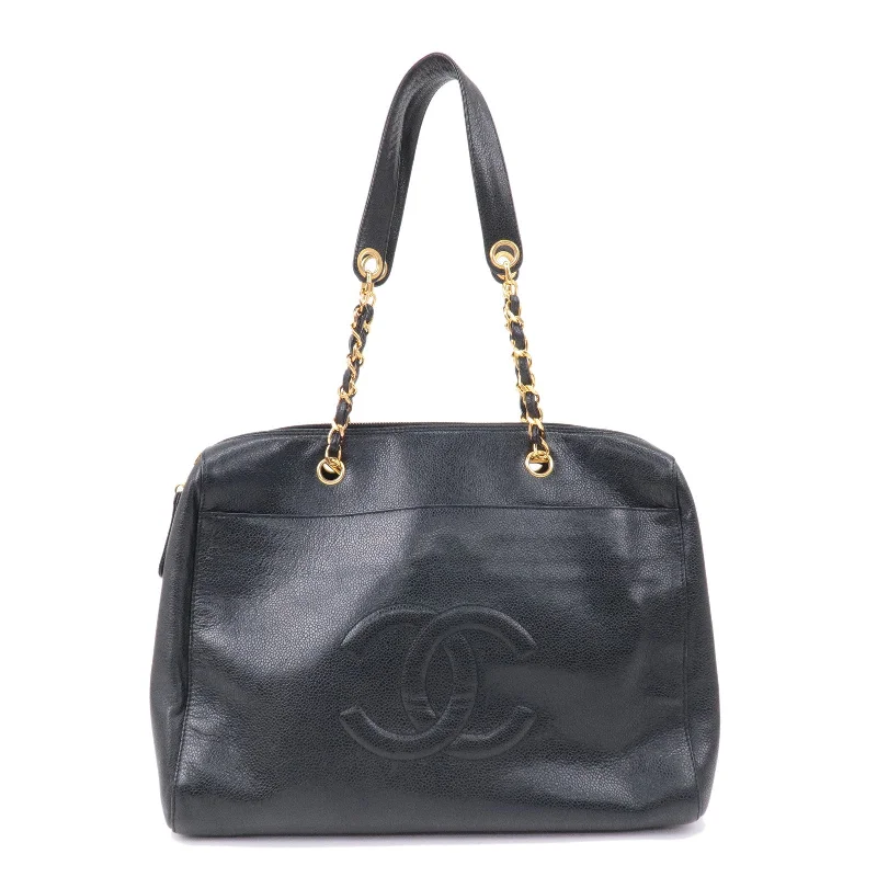 Chanel bags in luxury boutiques worldwideChanel bags in luxury boutiques worldwideCHANEL Caviar Skin Chain Tote Bag Shoulder Bag Gold Black