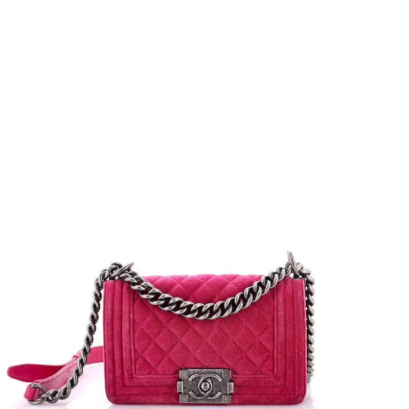 Chanel bags available in bold colors and patternsBoy Flap Bag Quilted Velvet Small