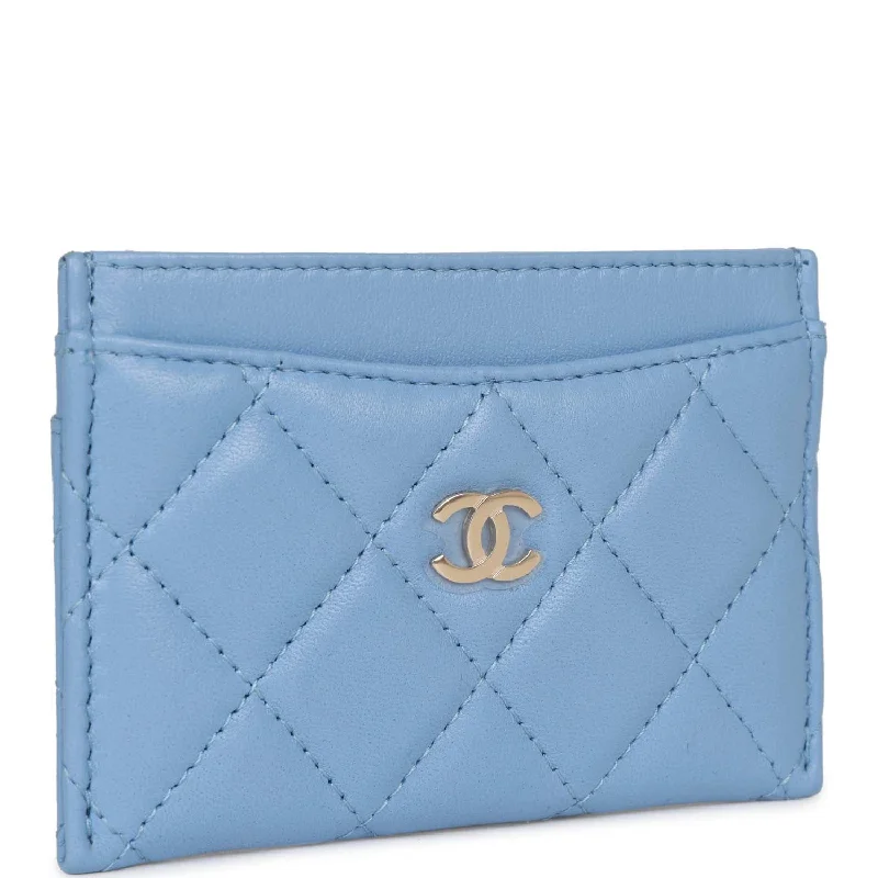 Chanel bags for women with minimalist styleChanel bags for women with minimalist styleChanel Flap Card Holder Wallet Blue Lambskin Light Gold Hardware