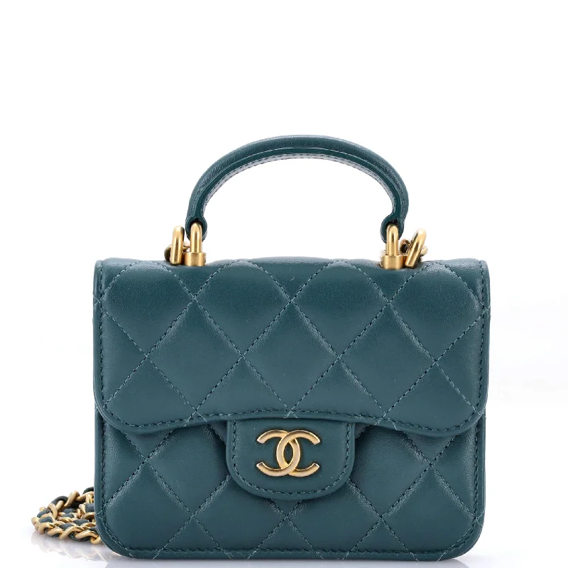 Chanel Designer Handbag with Unique DesignTop Handle Flap Coin Purse with Chain Quilted Lambskin