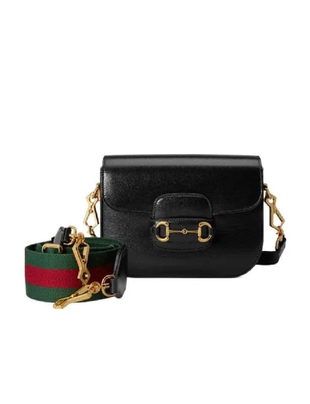 Gucci Marmont bags for women with a contrast - colored interiorGucci Black horsebit 1955 mini bag