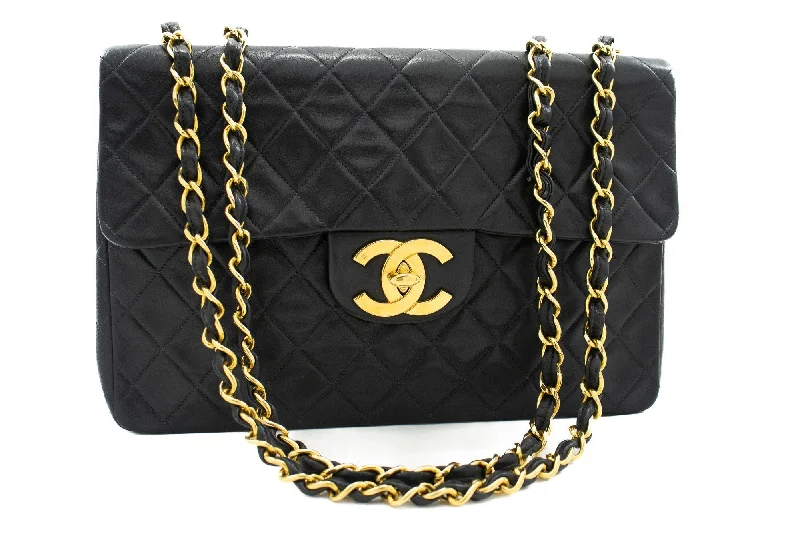 Chanel bags with exclusive seasonal releasesChanel bags with exclusive seasonal releasesCHANEL Classic Large 13" Flap Chain Shoulder Bag Black Lambskin