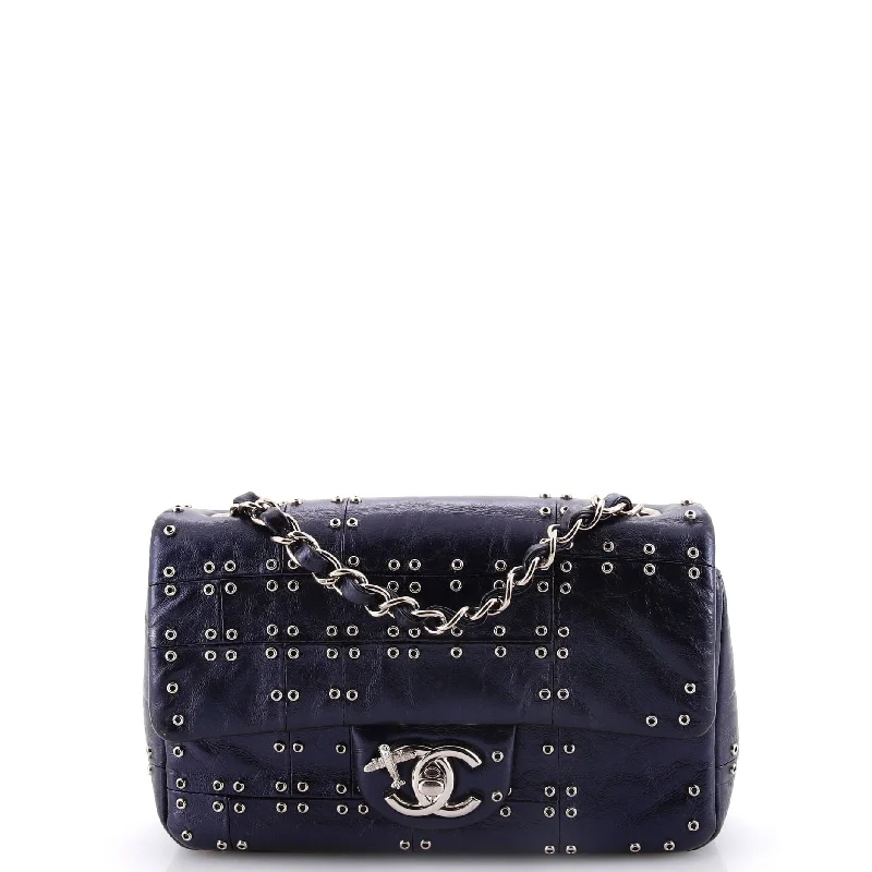 Chanel Small Crossbody Bag for TravelAirlines Classic Single Flap Bag Grommet Studded Calfskin Mini