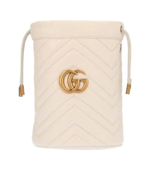 Women Gucci bags with interlocking G hardware for a classic lookGucci GG Marmont Collection Mini Bucket Bag