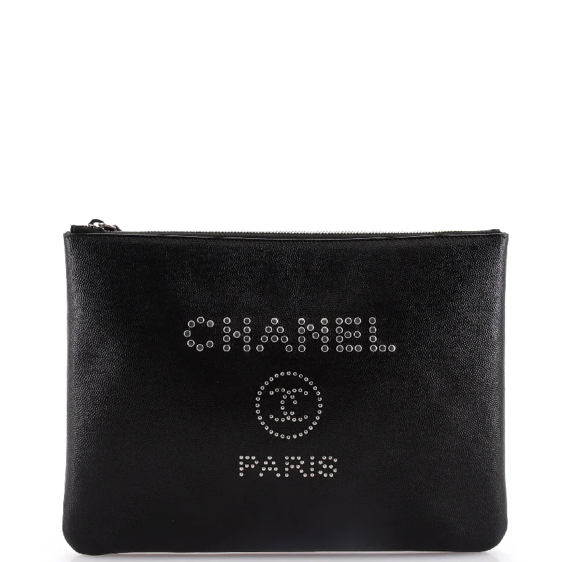 Chanel bags available in bold colors and patternsDeauville Pouch Studded Caviar Medium