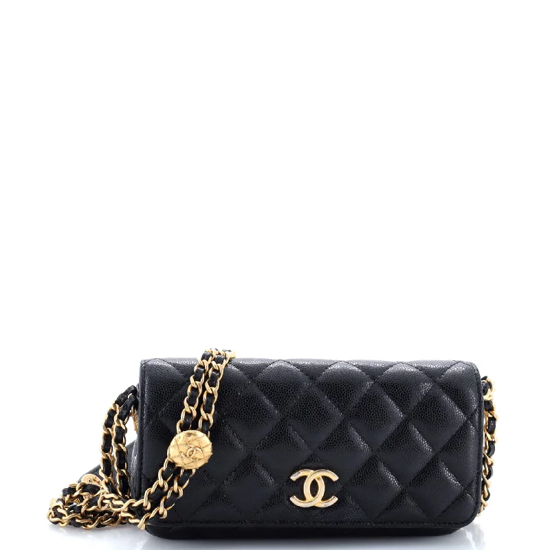 Chanel Black Handbag for Business MeetingsTwist Your Buttons Flap Clutch with Chain Quilted Caviar