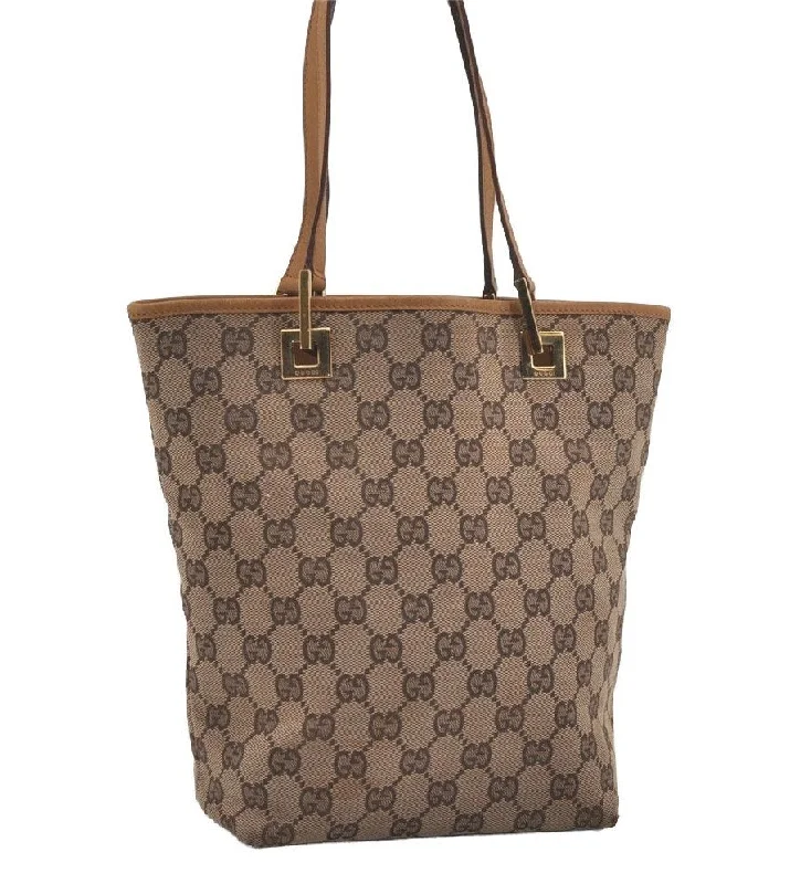 Women Gucci Sylvie bags with a monogram - embossed leatherAuthentic GUCCI Vintage Shoulder Tote Bag GG Canvas Leather 0021099 Brown 6832I