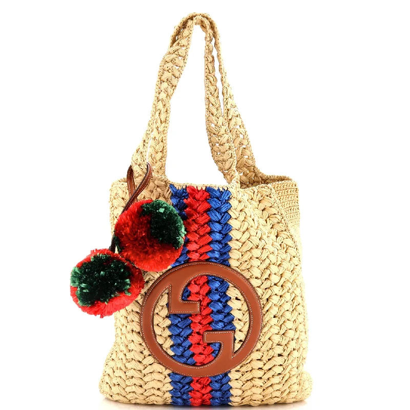 Gucci Marmont bags for women with a snakeskin - effect panelBlondie NM Open Tote Raffia Small