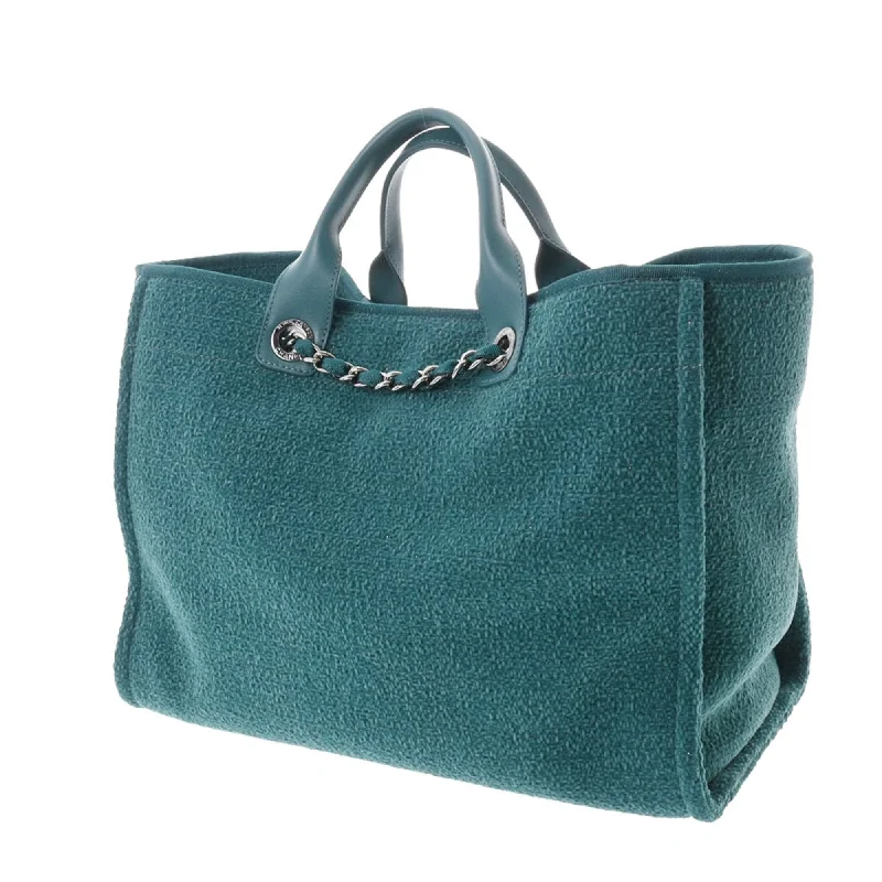 Chanel bags with leather and tweed combinationsChanel bags with leather and tweed combinationsCHANEL Deauville GM Blue Green Ladies Straw Leather Bag